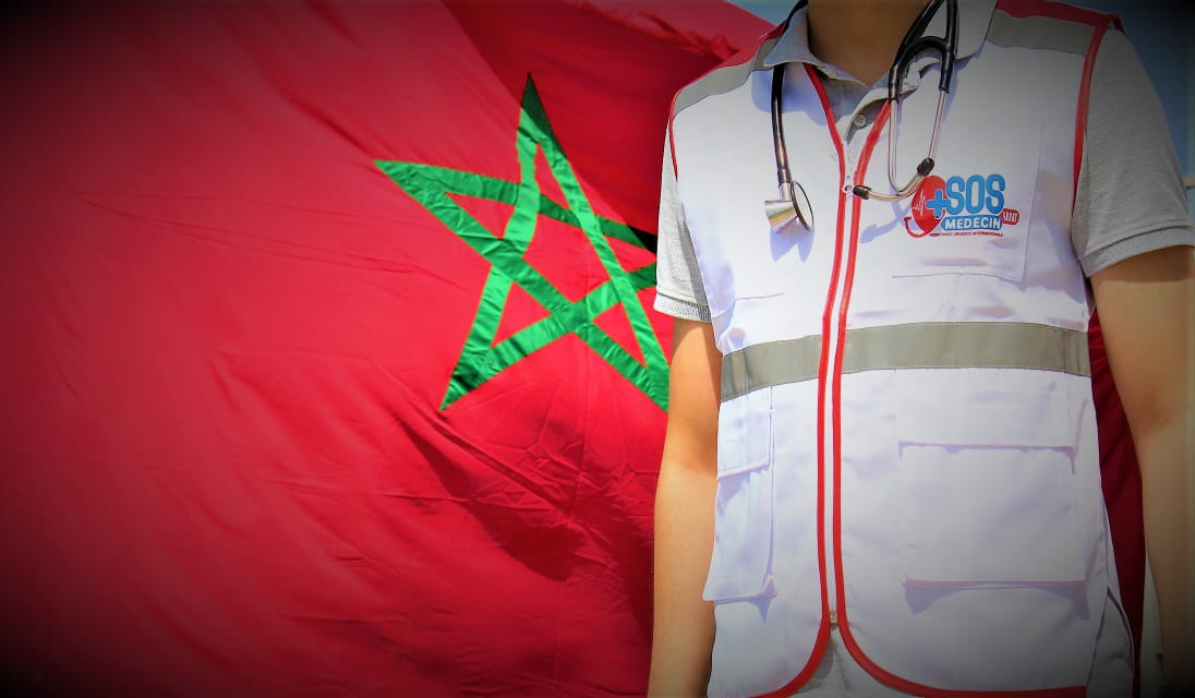 medecin sos medecin rabat avec drapeau du maroc en arriere plan